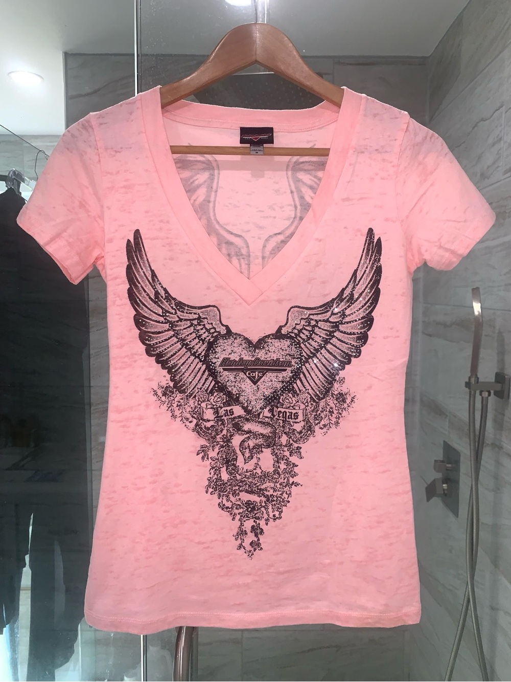 Harley-Davidson Las Vegas 2 Sided Harley Wings V-Neck T-shirt, Size M